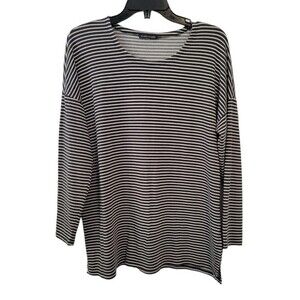 Eileen Fisher Black & White Stripe Jersey Knit Top Size Large